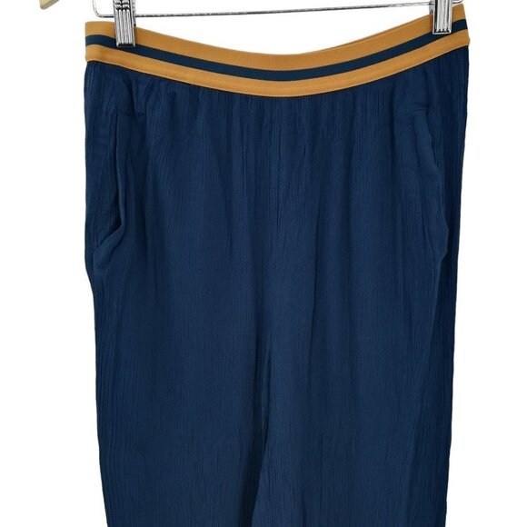Matilda Jane Try Something New Wide Leg Crepe Crinkle Pants Size M Pull On Blue - Picture 7 of 13